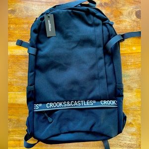 CROOKS & CASTLES Black Backpack & Pencil pouch